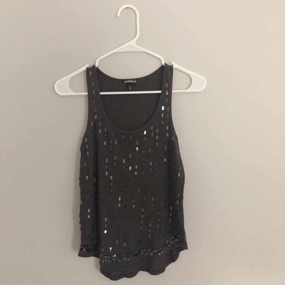 express sequin grey tank top